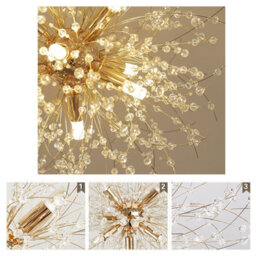 Living And Home 8 Lights Gold Sputnik Beaded Hanging Crystal Chandelier Dandelion Pendant Lights 45 Cm - thumbnail 4