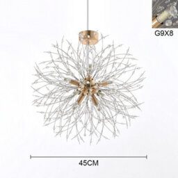 Living And Home 8 Lights Gold Sputnik Beaded Hanging Crystal Chandelier Dandelion Pendant Lights 45 Cm - thumbnail 5
