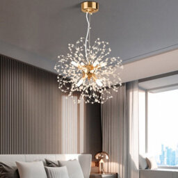 Living And Home 8 Lights Gold Sputnik Beaded Hanging Crystal Chandelier Dandelion Pendant Lights 45 Cm - thumbnail 2