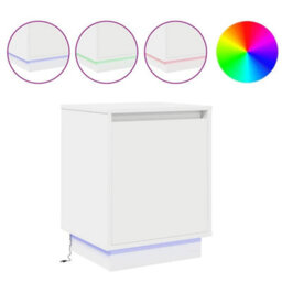 Berkfield Bedside Cabinets With Led Lights 2 Pcs White 39X34,5X50 Cm - thumbnail 4