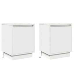 Berkfield Bedside Cabinets With Led Lights 2 Pcs White 39X34,5X50 Cm - thumbnail 2