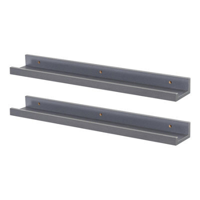 Harbour Housewares 2X Floating Picture Ledge Shelves - Grey 57Cm Mdf Wall Mounted Display For Photos, Frames & Décor - image 1