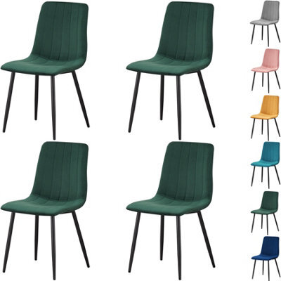Mof Dining Chairs Set Of 6 Velvet Dining Chair With Padded Seat And Backrest, Sturdy Metal Legs Green Stripe - image 1
