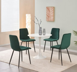 Mof Dining Chairs Set Of 6 Velvet Dining Chair With Padded Seat And Backrest, Sturdy Metal Legs Green Stripe - thumbnail 2