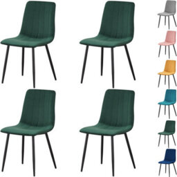 Mof Dining Chairs Set Of 6 Velvet Dining Chair With Padded Seat And Backrest, Sturdy Metal Legs Green Stripe