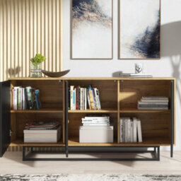 Sideboard 160Cm Sideboard Cabinet Cupboard Tv Stand Living Room Oak&black - thumbnail 3
