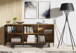 Sideboard 160Cm Sideboard Cabinet Cupboard Tv Stand Living Room Oak&black - thumbnail 5