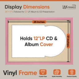 "AK Frames 25X17"" Pink Sleek Vinyl Record Frame With Ivory Mount For 12 Inch Lp Cover & Disc - Overlapped Design" - thumbnail 2