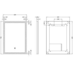 Hudson Reed Touch Sensor Led Bathroom Mirror 700 X 500 X 35 mm Frameless With Demister (Lq502) - thumbnail 3