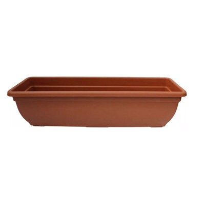 Rectangular 60Cm Plastic Pot Trough Plant Winchester Bel Garden Flower Patio Rectangle Planter Terracotta - image 1