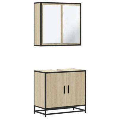 Berkfield Industrial 2 Piece Bathroom Furniture Set Sonoma Oak Engineered Wood
