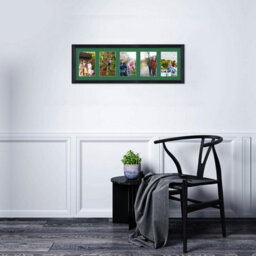 AK Frames 26X8 Black Classic Multi Photo Frame With Emerald Mount - Holds 5 Apertures (5X) 6X4 Photos - thumbnail 3
