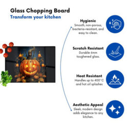Warren Reed Designer Spooy Pumpkin And Small Candles Glass Chopping Board - thumbnail 2