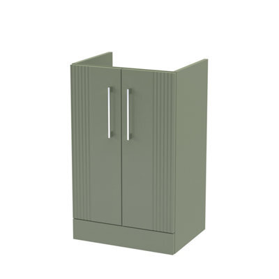 Hudson Reed Deco Floor Standing 2-Door Vanity Unit, Compact Floor Standing Vanity Unit With Barhandle Design In Satin Green - image 1