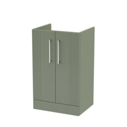 Hudson Reed Deco Floor Standing 2-Door Vanity Unit, Compact Floor Standing Vanity Unit With Barhandle Design In Satin Green - thumbnail 1