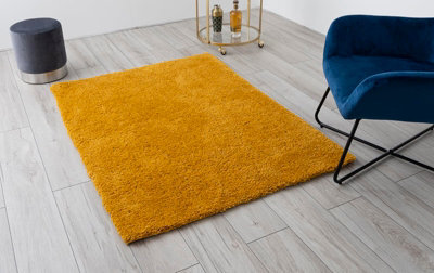 A.unique Home Rome Shaggy Living Room Bedroom Rug 110Cm X 150Cm - Ultra-Soft 1050Gsm - 2.5Cm Low Pile Shaggy Rug - Mustard - image 1