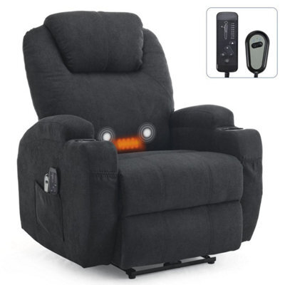 Electric Recliner Chair Massage Heated Armchair Fabric Upholstered Older Sofa - image 1