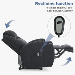 Electric Recliner Chair Massage Heated Armchair Fabric Upholstered Older Sofa - thumbnail 5
