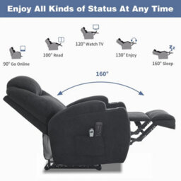 Electric Recliner Chair Massage Heated Armchair Fabric Upholstered Older Sofa - thumbnail 4