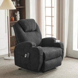 Electric Recliner Chair Massage Heated Armchair Fabric Upholstered Older Sofa - thumbnail 6