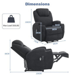 Electric Recliner Chair Massage Heated Armchair Fabric Upholstered Older Sofa - thumbnail 2