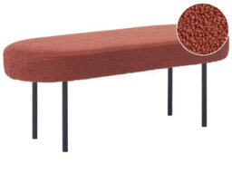 Wyld And Coco Golden Brown Boucle Bench With Slim Iron Legs, Oval Seat, Compact Cottage-Contemporary Accent - thumbnail 3