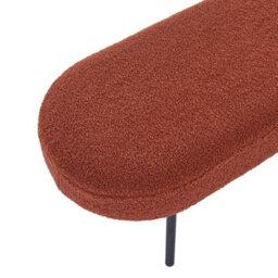 Wyld And Coco Golden Brown Boucle Bench With Slim Iron Legs, Oval Seat, Compact Cottage-Contemporary Accent - thumbnail 4