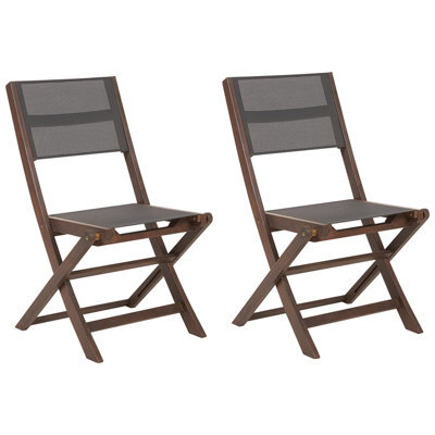 Beliani Set Of 2 Garden Chairs Cesana Acacia Wood Dark Brown - image 1