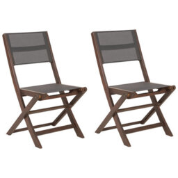 Beliani Set Of 2 Garden Chairs Cesana Acacia Wood Dark Brown - thumbnail 1