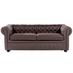 Beliani Living Room Set 4 Seater Chesterfield Leather Brown - thumbnail 4