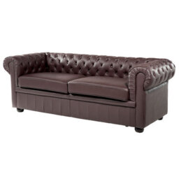 Beliani Living Room Set 4 Seater Chesterfield Leather Brown - thumbnail 5