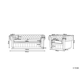 Beliani Living Room Set 4 Seater Chesterfield Leather Brown - thumbnail 3
