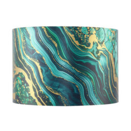 Happy Homewares Modern Green And Gold Satin Fabric Lamp Shade With Wavy Marble Design - thumbnail 5