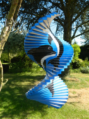Wind Spinner Wooden Spiral Mobile Garden Ornament - Dolphin 40Cm - image 1