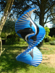 Wind Spinner Wooden Spiral Mobile Garden Ornament - Dolphin 40Cm