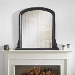 The Online Mirror Shop Arched Shape Overmantle Mirror With Black Frame, Canterbury Of H86 X W88 X D6 Cm, Handcrafted, Stylish, Durable Home Décor - thumbnail 2