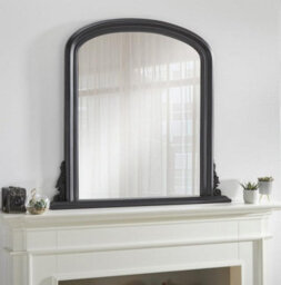 The Online Mirror Shop Arched Shape Overmantle Mirror With Black Frame, Canterbury Of H86 X W88 X D6 Cm, Handcrafted, Stylish, Durable Home Décor - thumbnail 1
