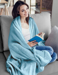 Ameha Fleece Plain Blanket, Lightweight & Reversible Throw For Travel, Bed & Sofa Blanket, Light Blue King 200X240Cm - thumbnail 4