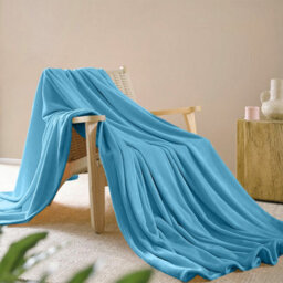 Ameha Fleece Plain Blanket, Lightweight & Reversible Throw For Travel, Bed & Sofa Blanket, Light Blue King 200X240Cm - thumbnail 5