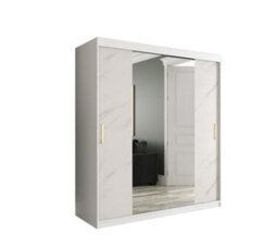 Arte Chic White Geneva T1 Mirrored Sliding Door Wardrobe W1800mm H2000mm D620mm - Modern Design, Gold Handles, Extensive Storage - thumbnail 1
