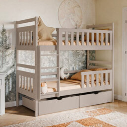 Arte Monika Cashmere Wooden Bunk Bed With Storage 90 X 190Cm - 2 Foam Bonnell Mattresses - thumbnail 1