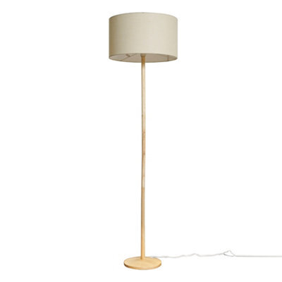 Valuelights Triston Single Stem Natural Light Wood Floor Lamp With Beige Drum Shade - image 1