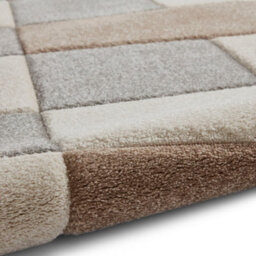 Grey Beige Modern Bordered Chequered Geometric Rug For Dining Room-160Cm X 220Cm - thumbnail 7