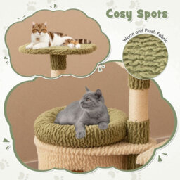 Costway 97 Cm Tall Cat Tree Multi-Level Aesthetic Kitten Tower W/ Condo-Green - thumbnail 6
