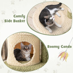 Costway 97 Cm Tall Cat Tree Multi-Level Aesthetic Kitten Tower W/ Condo-Green - thumbnail 4