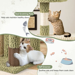 Costway 97 Cm Tall Cat Tree Multi-Level Aesthetic Kitten Tower W/ Condo-Green - thumbnail 3