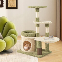 Costway 97 Cm Tall Cat Tree Multi-Level Aesthetic Kitten Tower W/ Condo-Green - thumbnail 9