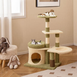 Costway 97 Cm Tall Cat Tree Multi-Level Aesthetic Kitten Tower W/ Condo-Green - thumbnail 8