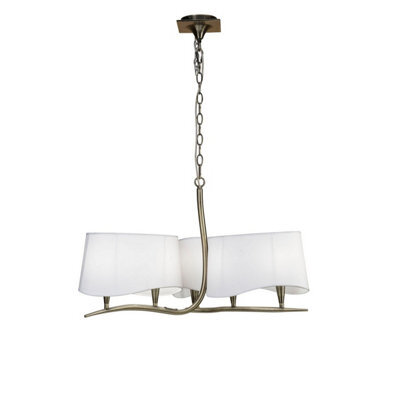 Luminosa Lighting Luminosa Ninette Pendant 3 Arm 6 Light E14, Antique Brass With Ivory White Shades - image 1