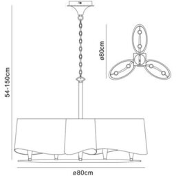 Luminosa Lighting Luminosa Ninette Pendant 3 Arm 6 Light E14, Antique Brass With Ivory White Shades - thumbnail 6